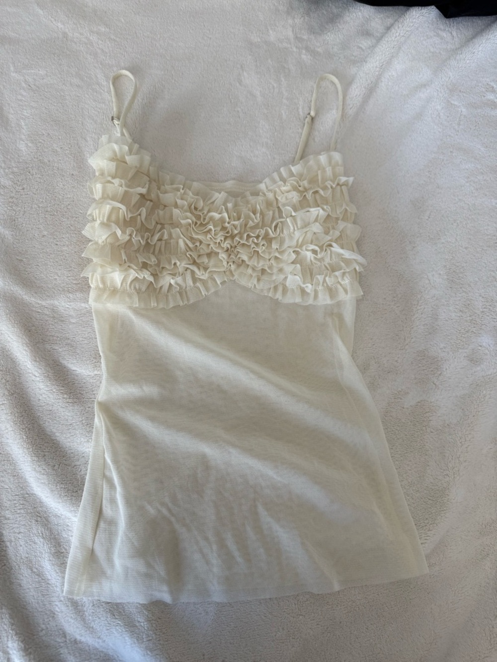 ORAEUND IRIS Frou Frou Top Ruffle-Front Cream